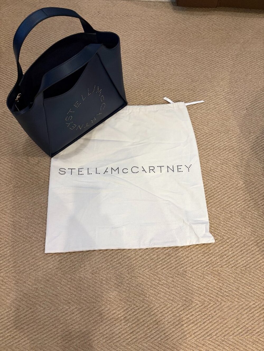 Stella McCartney Navy Perforated Logo Tote - Picture 5 of 14